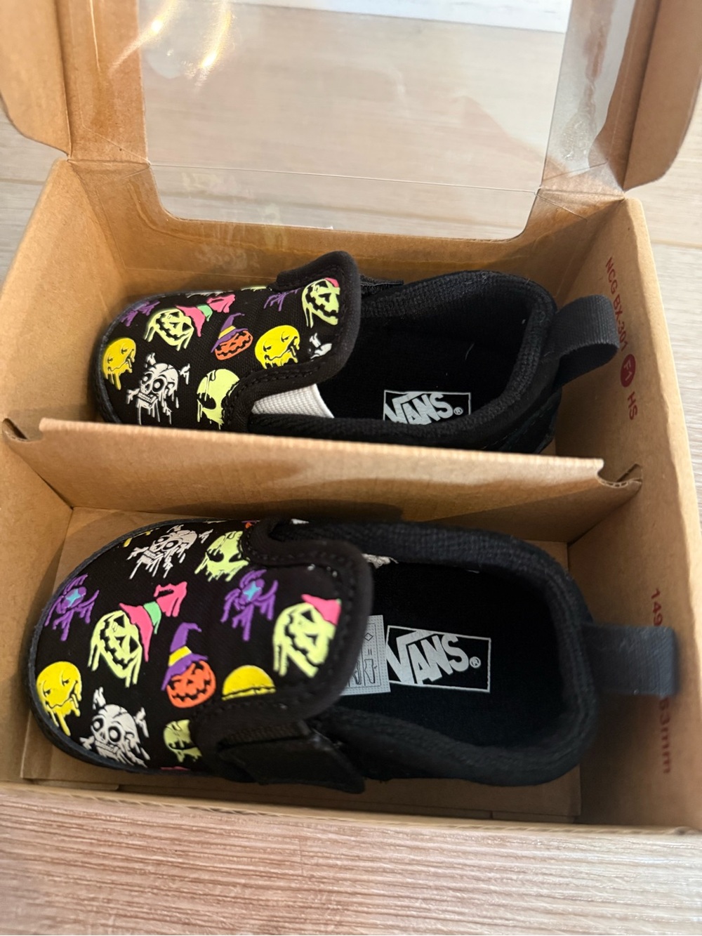 Vans Kids Black Slip-On Sneakers with Neon Halloween Icons - Trippy Drip Glow